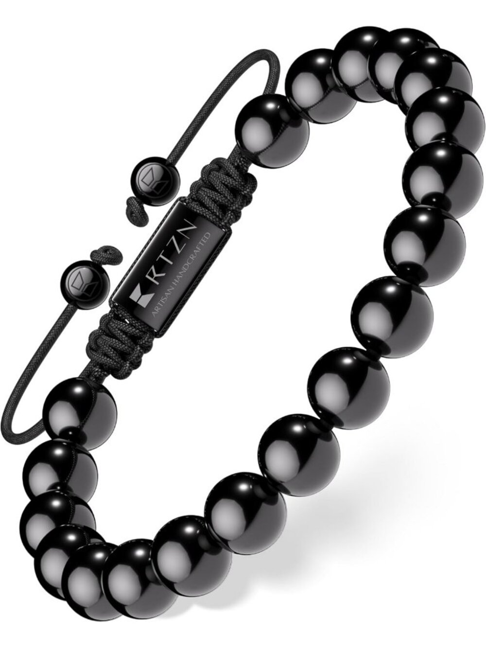 Handcrafted Black Obsidian Beaded Bracelet - Adjustable Skull & Evil Eye Jewelry